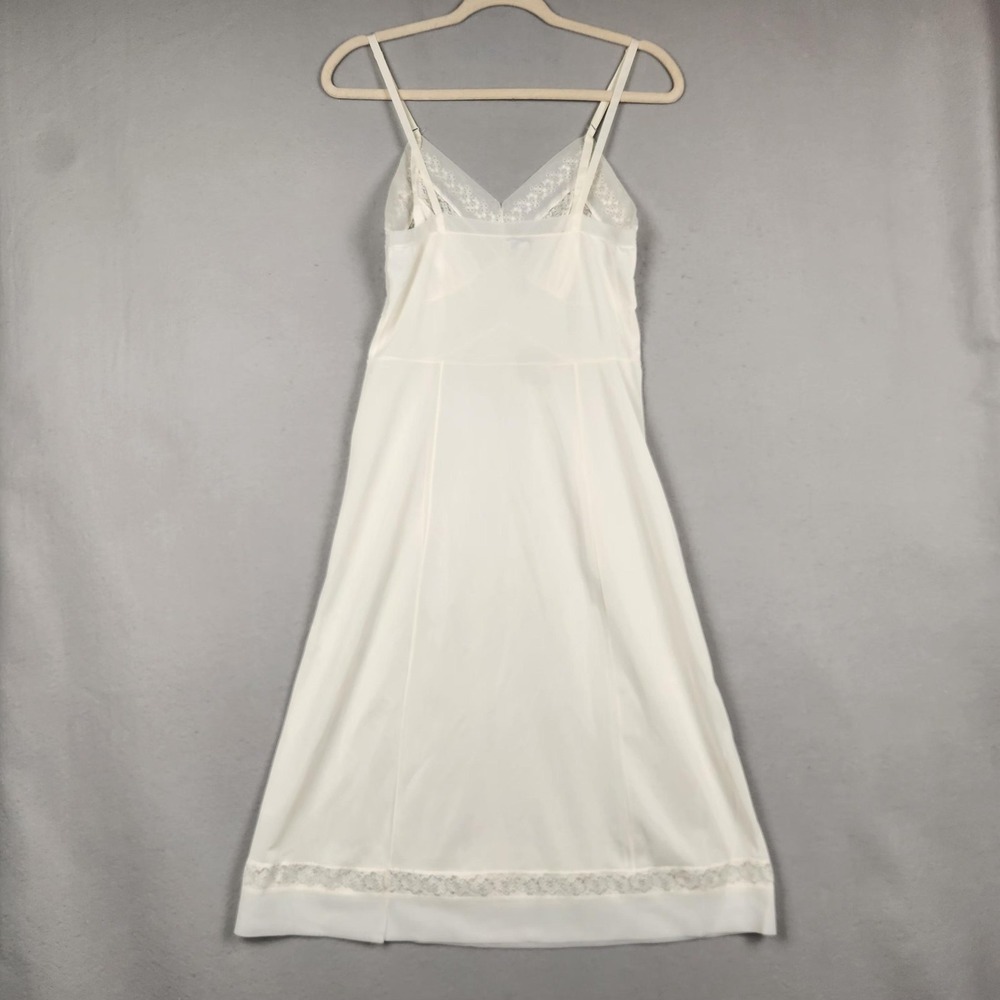 Vintage Lace Slip Dress Womens Small White Nylon Nightgown Made‎ in USA Lingerie - Picture 2 of 15